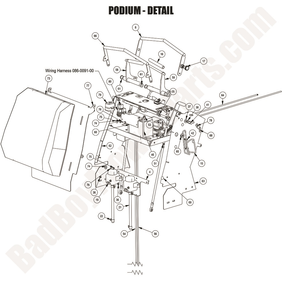 3512 - Bad Boy Mower Parts Lookup > 2024 > Revolt (36\" Deck) > Podium - Detail